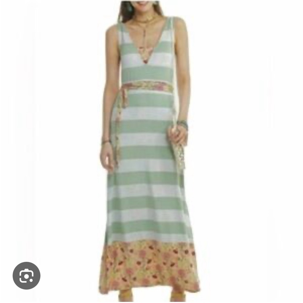 Matilda Jane Green and White Striped Maxi Dress